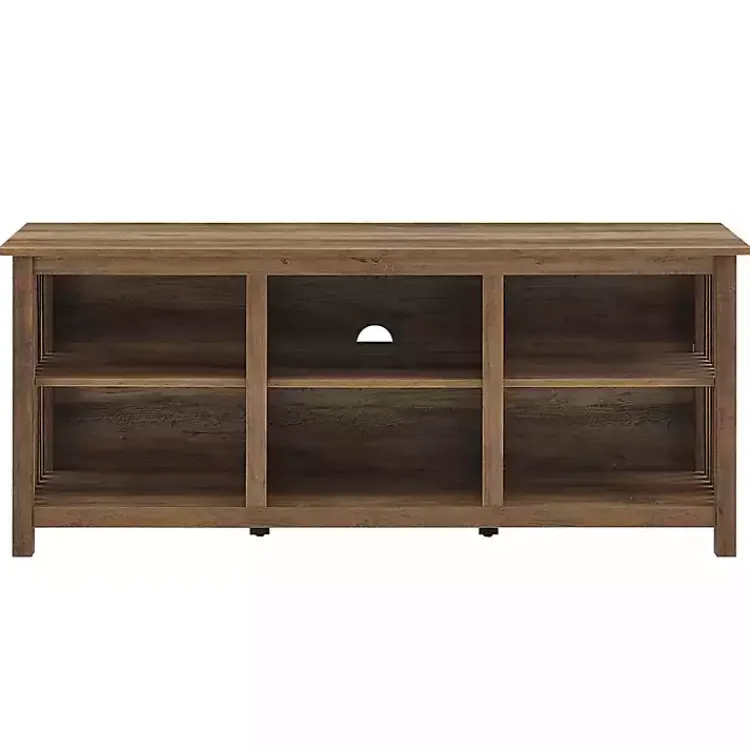 Kirklands Home Tv Stands & Media Consoles|Rustic Oak Wood Slatted Sides Media Cabinet Brown