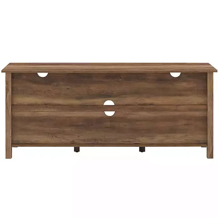 Kirklands Home Tv Stands & Media Consoles|Rustic Oak Wood Slatted Sides Media Cabinet Brown