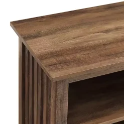 Kirklands Home Tv Stands & Media Consoles|Rustic Oak Wood Slatted Sides Media Cabinet Brown