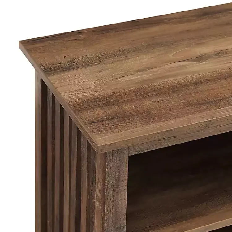 Kirklands Home Tv Stands & Media Consoles|Rustic Oak Wood Slatted Sides Media Cabinet Brown
