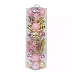 Sale Rustic Pink & Gold 40-pc. Christmas Ornament Set Christmas Ornaments
