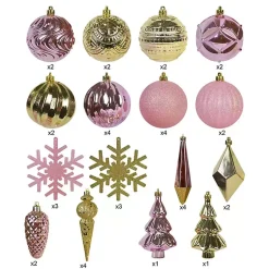 Sale Rustic Pink & Gold 40-pc. Christmas Ornament Set Christmas Ornaments