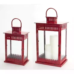 Discount Rustic Ornate Metal Lanterns, Set of 2 Lanterns