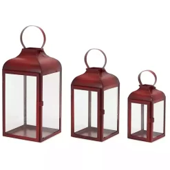 Hot Rustic Ring Top Metal Lanterns, Set of 3 Lanterns