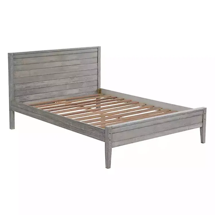 Kirklands Home Beds & Headboards|Rustic Smoke Wood Panel Full Bed Frame Gray