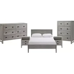 Kirklands Home Beds & Headboards|Rustic Smoke Wood Panel Full Bed Frame Gray