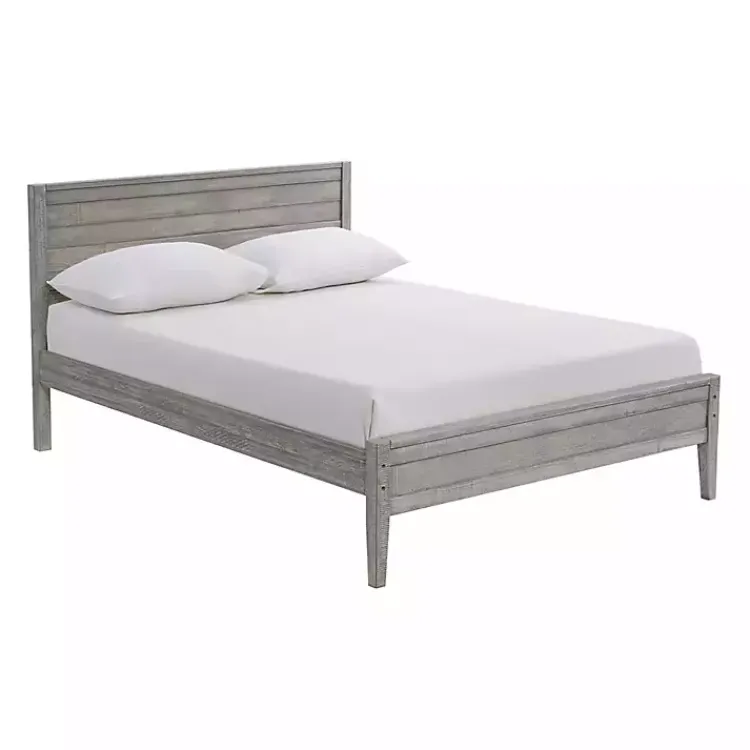 Kirklands Home Beds & Headboards|Rustic Smoke Wood Panel Full Bed Frame Gray