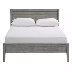 Kirklands Home Beds & Headboards|Rustic Smoke Wood Panel Full Bed Frame Gray