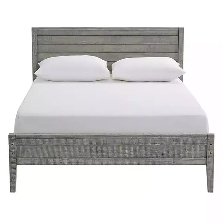 Kirklands Home Beds & Headboards|Rustic Smoke Wood Panel Full Bed Frame Gray