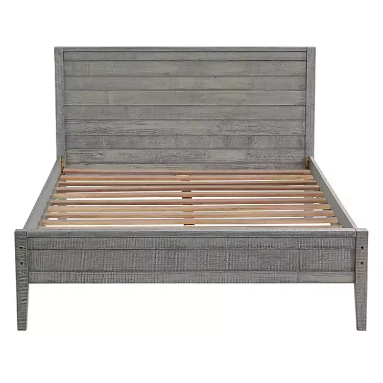Kirklands Home Beds & Headboards|Rustic Smoke Wood Panel Full Bed Frame Gray
