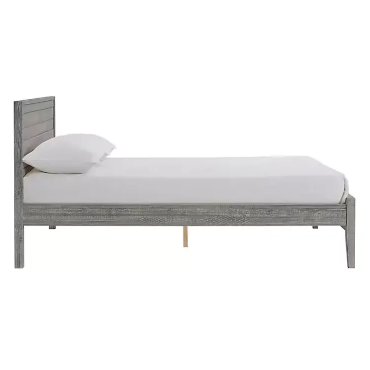 Kirklands Home Beds & Headboards|Rustic Smoke Wood Panel Full Bed Frame Gray