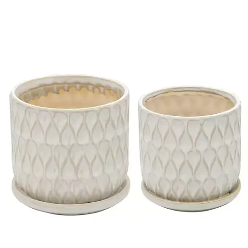 Kirklands Home Planters|Rustic Tan Teardrop 2-pc. Outdoor Planter Set