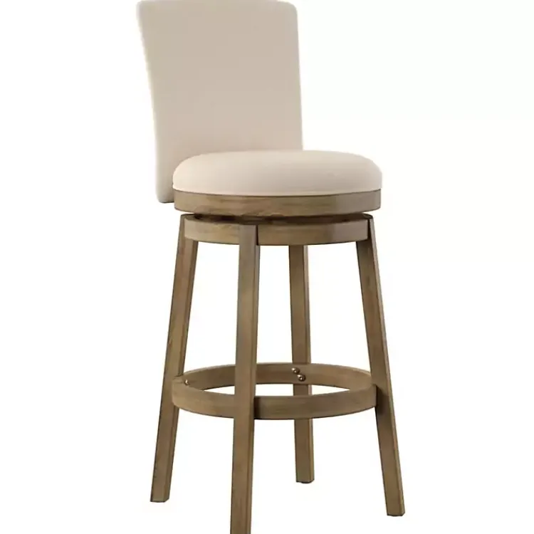 Kirklands Home Bar Stools & Counter Height Stools|Rustic Taupe Upholstered Swivel Bar Stool Tan