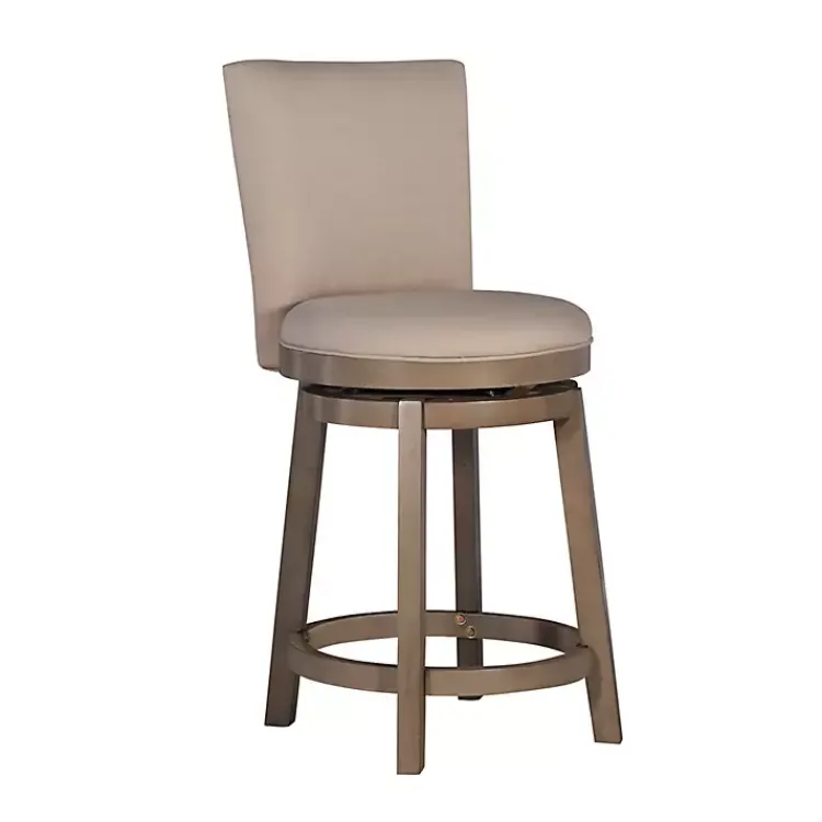 Kirklands Home Bar Stools & Counter Height Stools|Rustic Taupe Upholstered Swivel Counter Stool Tan
