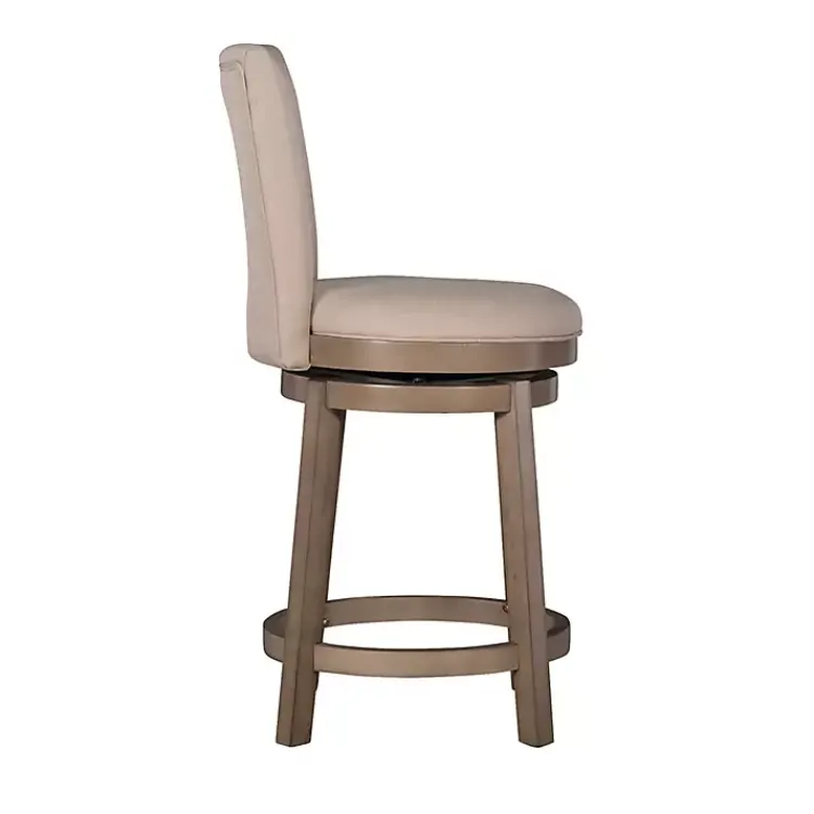 Kirklands Home Bar Stools & Counter Height Stools|Rustic Taupe Upholstered Swivel Counter Stool Tan