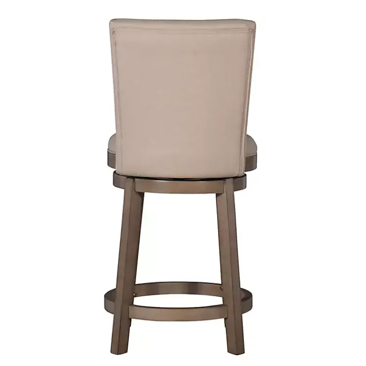 Kirklands Home Bar Stools & Counter Height Stools|Rustic Taupe Upholstered Swivel Counter Stool Tan