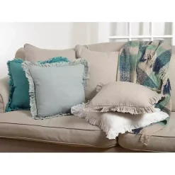 Clearance Rustic Teal Ruffled Edge Throw Pillow Pillows