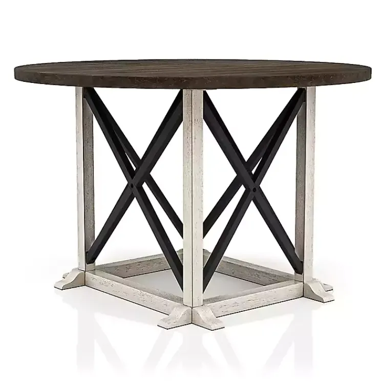 Kirklands Home Dining Tables|Rustic White & Oak Wood Round Dining Table Brown