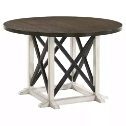 Kirklands Home Dining Tables|Rustic White & Oak Wood Round Dining Table Brown