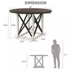Kirklands Home Dining Tables|Rustic White & Oak Wood Round Dining Table Brown