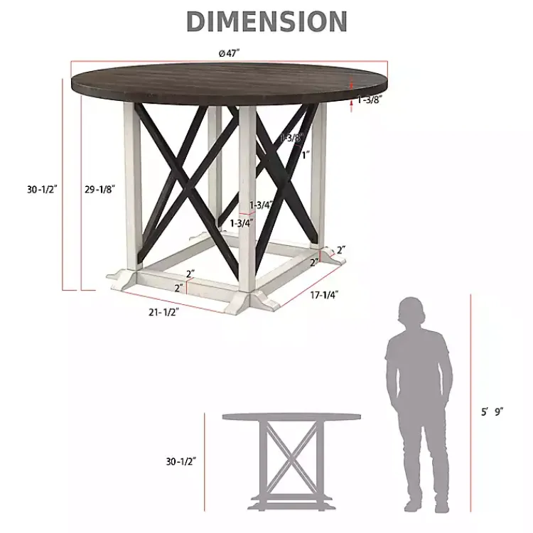 Kirklands Home Dining Tables|Rustic White & Oak Wood Round Dining Table Brown