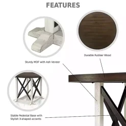 Kirklands Home Dining Tables|Rustic White & Oak Wood Round Dining Table Brown