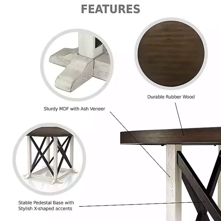 Kirklands Home Dining Tables|Rustic White & Oak Wood Round Dining Table Brown