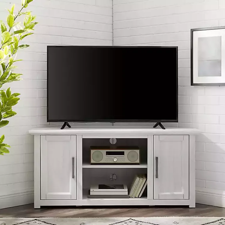 Kirklands Home Tv Stands & Media Consoles|Rustic White Katy-Corner TV Stand