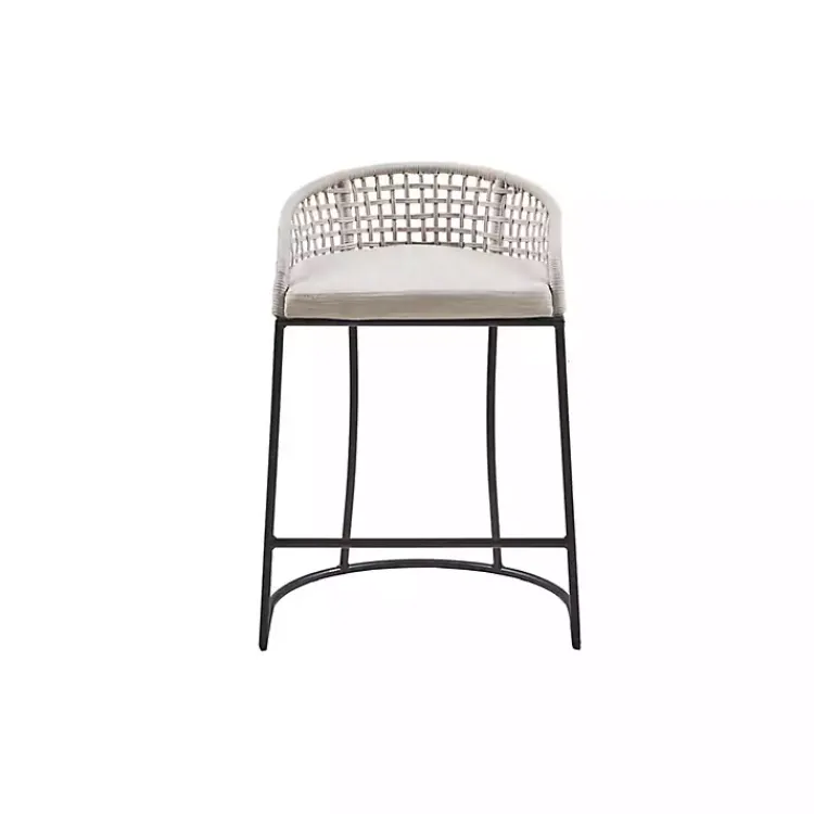 Kirklands Home Bar Stools & Counter Height Stools|Rustic Woven Rope Back Counter Stool White