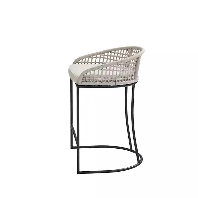Kirklands Home Bar Stools & Counter Height Stools|Rustic Woven Rope Back Counter Stool White