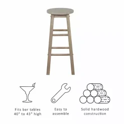 Kirklands Home Bar Stools & Counter Height Stools|Rustic Wood Pub Classic Backless Bar Stool Tan