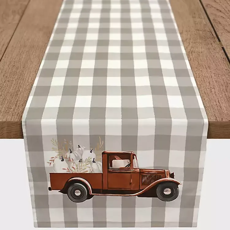 Kirklands Home Table Linens|Rusty Harvest Truck Table Runner Gray