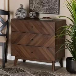 Kirklands Home Dressers & Chests|Sabrina Walnut Wood 3-Drawer Chest