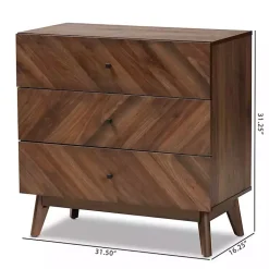 Kirklands Home Dressers & Chests|Sabrina Walnut Wood 3-Drawer Chest