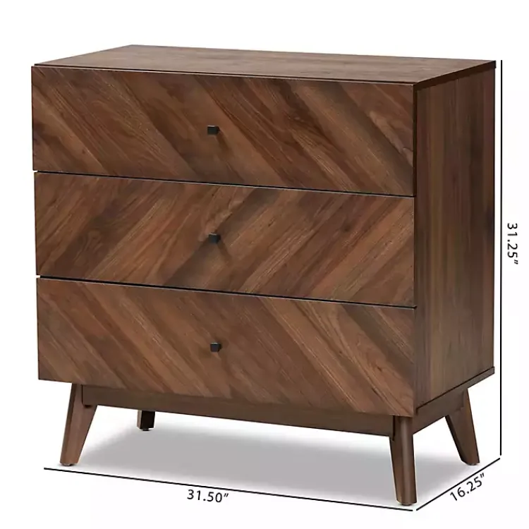 Kirklands Home Dressers & Chests|Sabrina Walnut Wood 3-Drawer Chest