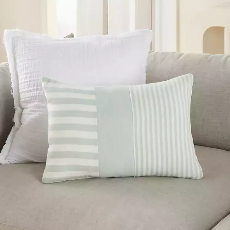 Best Sage Asymmetrical Stripes Lumbar Pillow Pillows