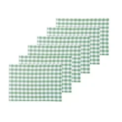 Kirklands Home Table Linens|Sage Buffalo Check Cotton Placemats, Set of 6 Green