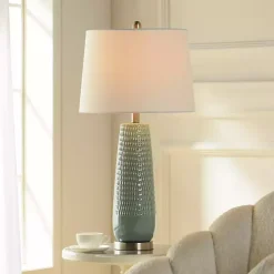 Kirklands Home Table Lamps|Sage Green Ceramic Dimpled Table Lamp White