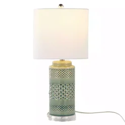Kirklands Home Table Lamps|Sage Green Geometric Table Lamps, Set of 2 White