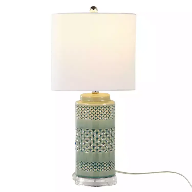 Kirklands Home Table Lamps|Sage Green Geometric Table Lamps, Set of 2 White