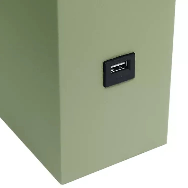 Kirklands Home Table Lamps|Sage Leather Charging Table Lamp Green