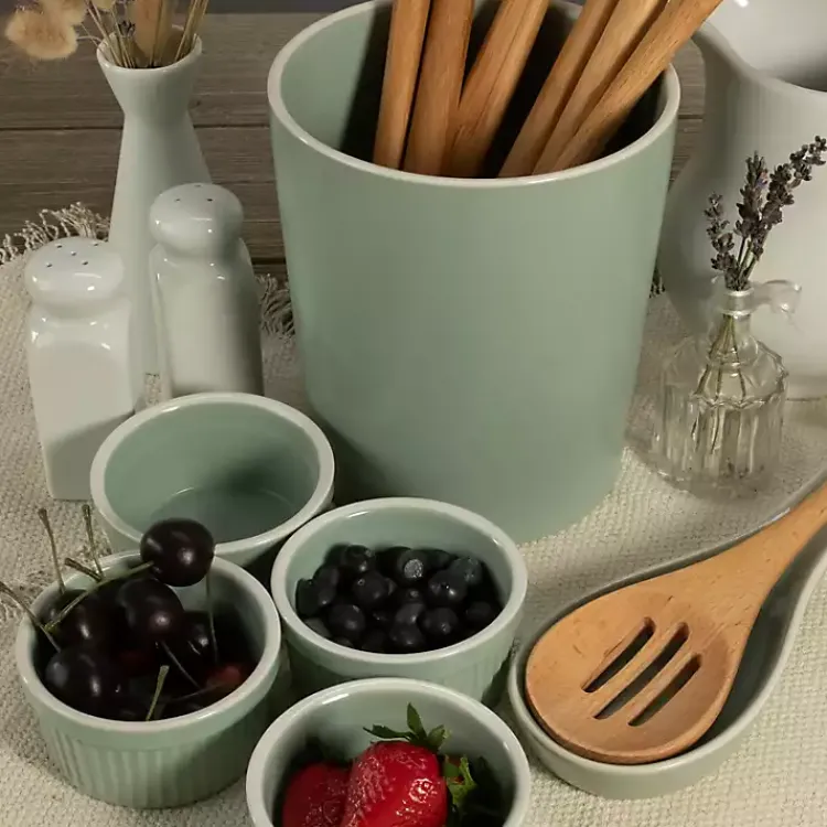 Kirklands Home Kitchen Accessories|Sage Katy 6-pc. Kitchen Accessories Set Green
