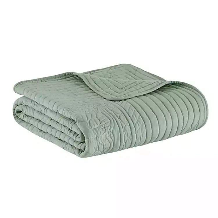 Hot Sage Oversized Quilted Scalloped Edge Throw Blankets & Throws