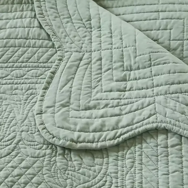 Hot Sage Oversized Quilted Scalloped Edge Throw Blankets & Throws