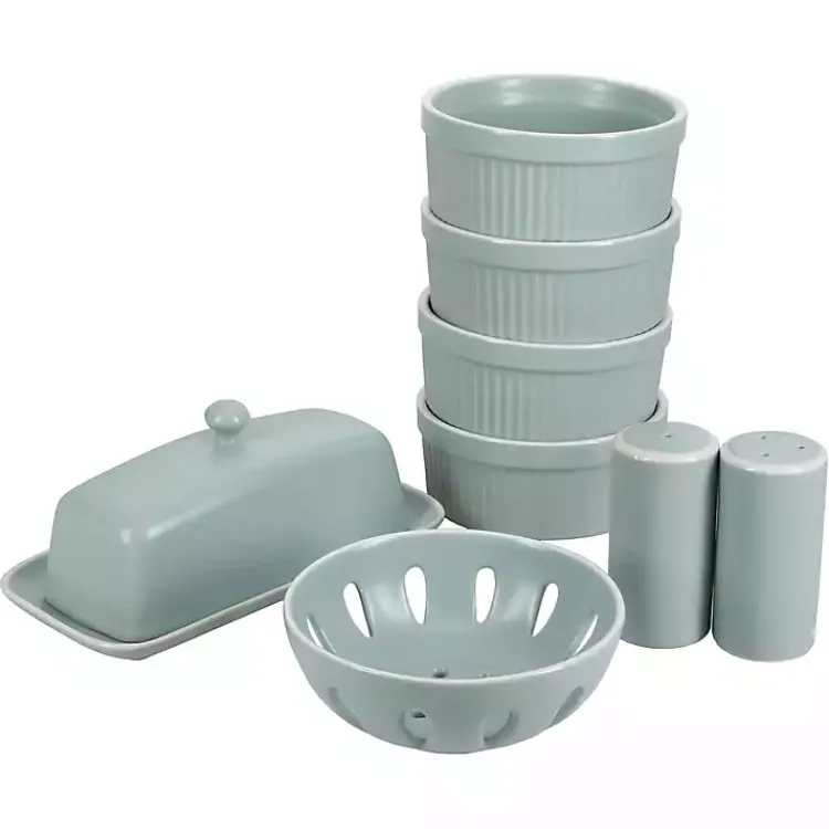 Kirklands Home Kitchen Accessories|Sage Stoneware 7-pc. Kitchen Accessories Set Green