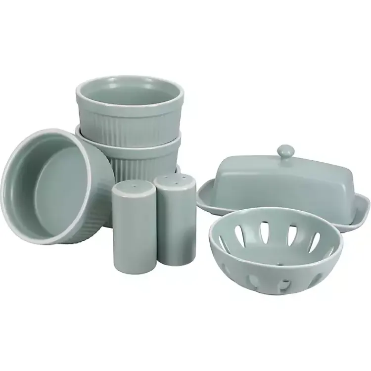 Kirklands Home Kitchen Accessories|Sage Stoneware 7-pc. Kitchen Accessories Set Green