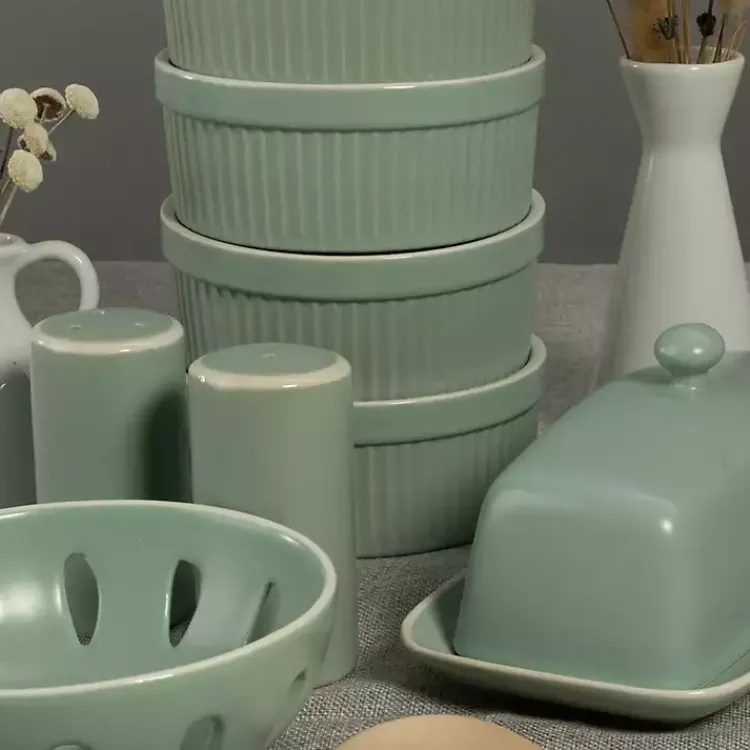 Kirklands Home Kitchen Accessories|Sage Stoneware 7-pc. Kitchen Accessories Set Green
