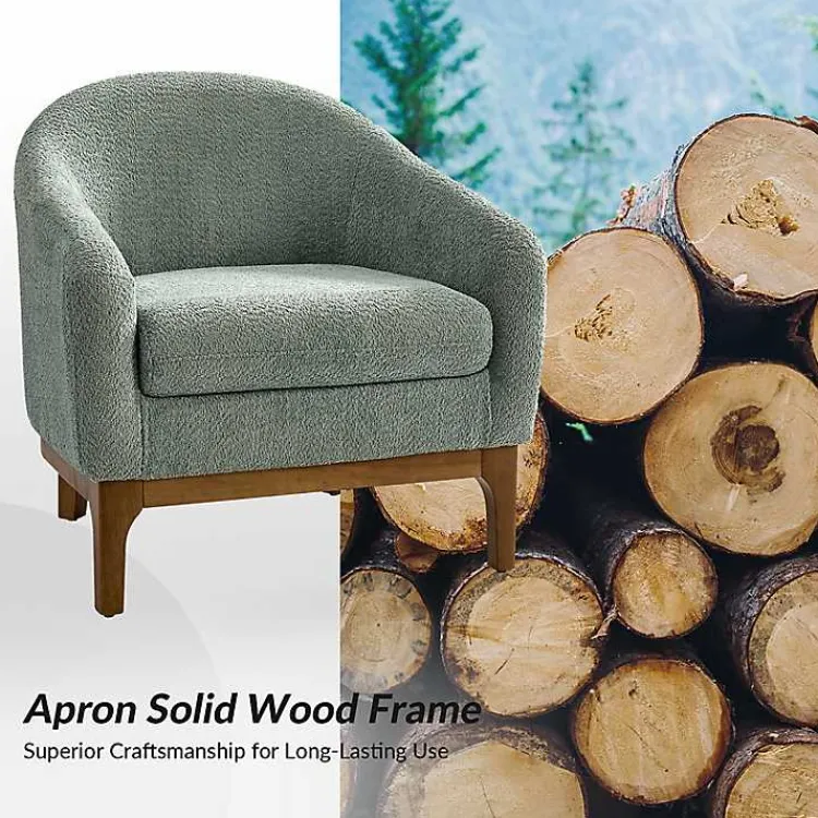 Kirklands Home Accent Chairs|Sage Wool Upholstered Joan Barrel Accent Chair Green