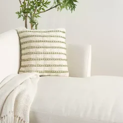 Clearance Sage Woven Knotted Stripes Throw Pillow Pillows