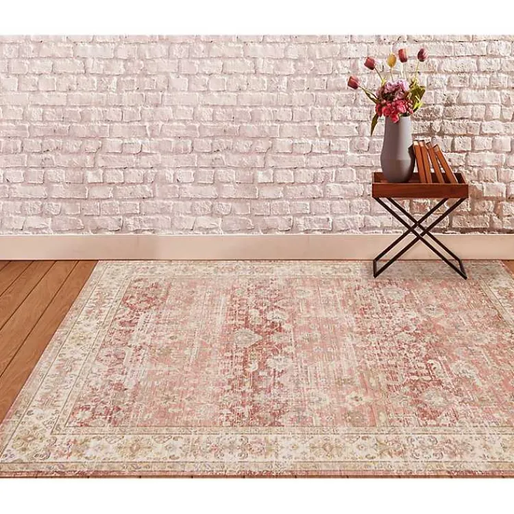 Kirklands Home Area Rugs|Salmon Vintage Border Area Rug, 8x11 Pink